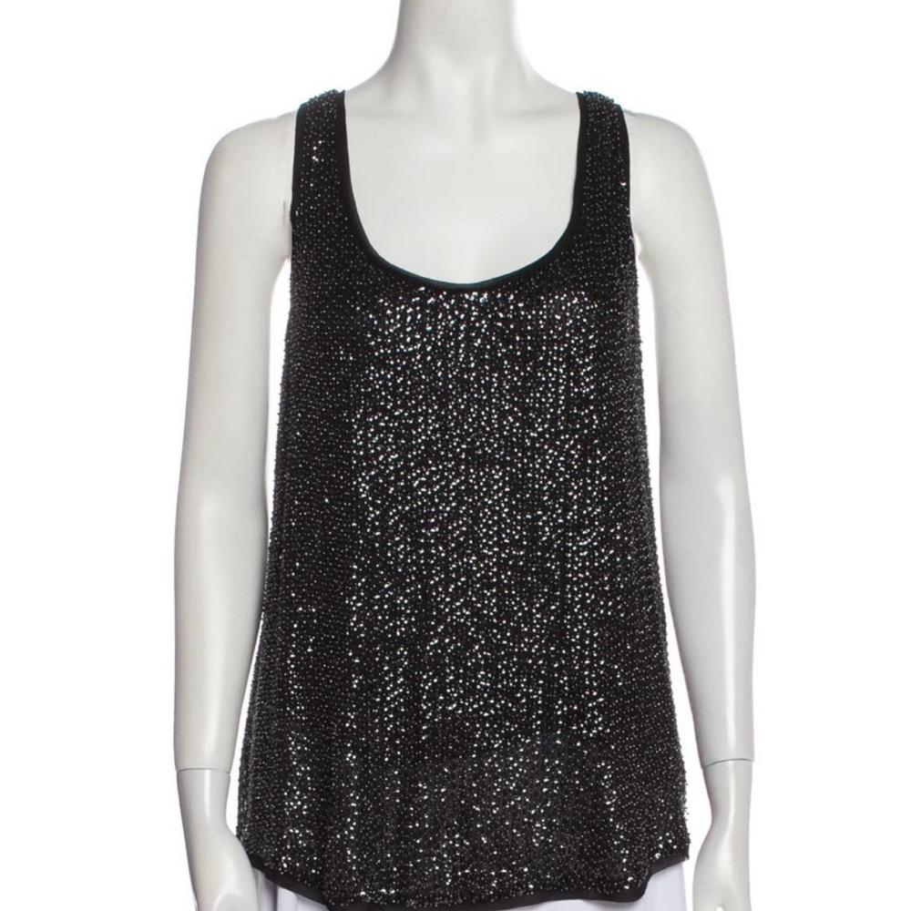 Diane Von Furstenberg Black Sequin Tank Top